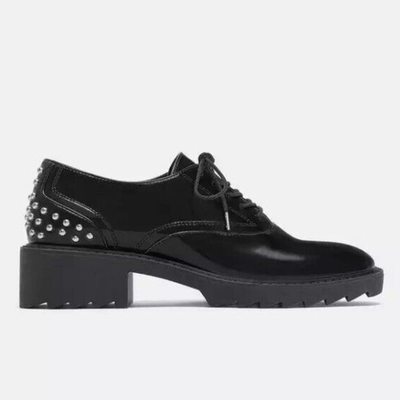 Zara black studded lace up shoes size EU 38 - Picture 1 of 8